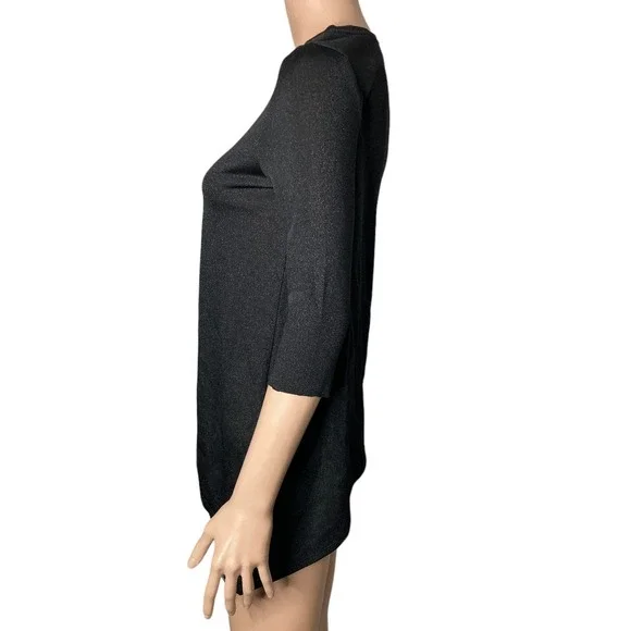 Ted Baker London Blouse Womens Size 0 Asymmetric Black Shimmer Sparkle - Picture 11 of 14